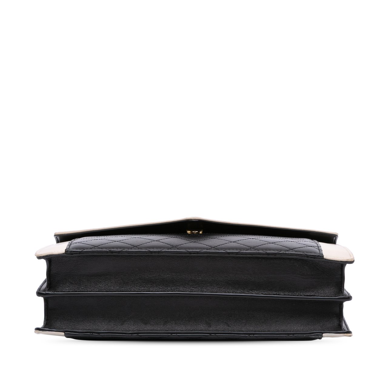 Saint Laurent Bicolor Quilted Lambskin Gaby Crossbody Zwart