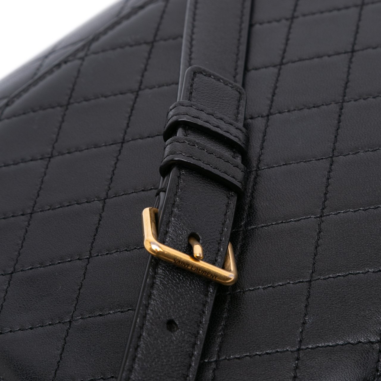 Saint Laurent Bicolor Quilted Lambskin Gaby Crossbody Zwart