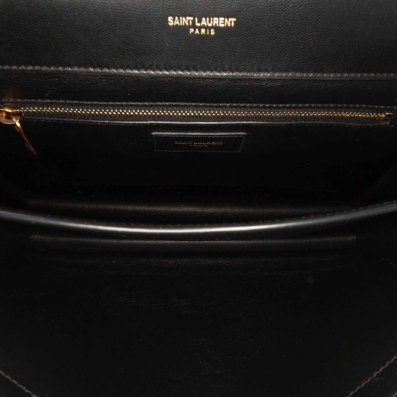 Saint Laurent Bicolor Quilted Lambskin Gaby Crossbody Zwart