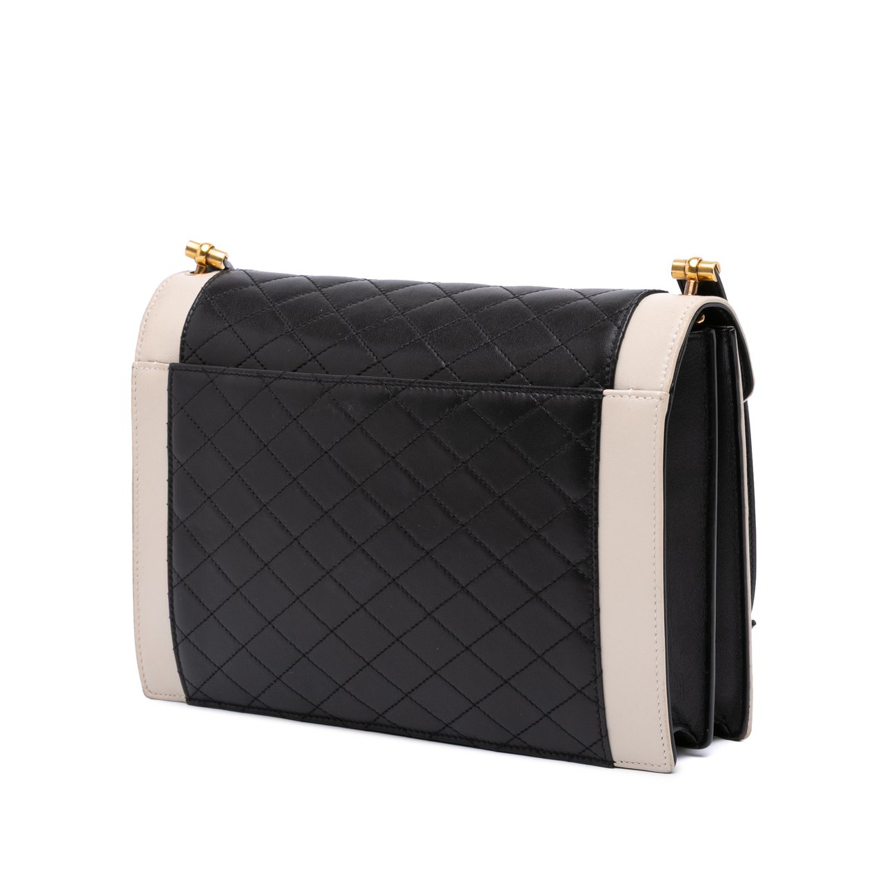 Saint Laurent Bicolor Quilted Lambskin Gaby Crossbody Zwart