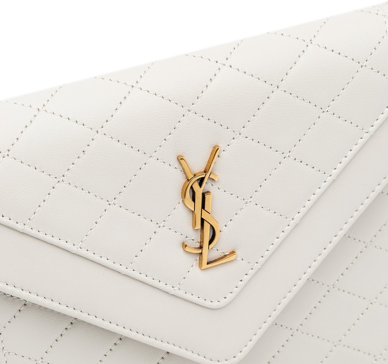 Saint Laurent Mini Quilted Lambskin Monogram Gaby Crossbody Wit