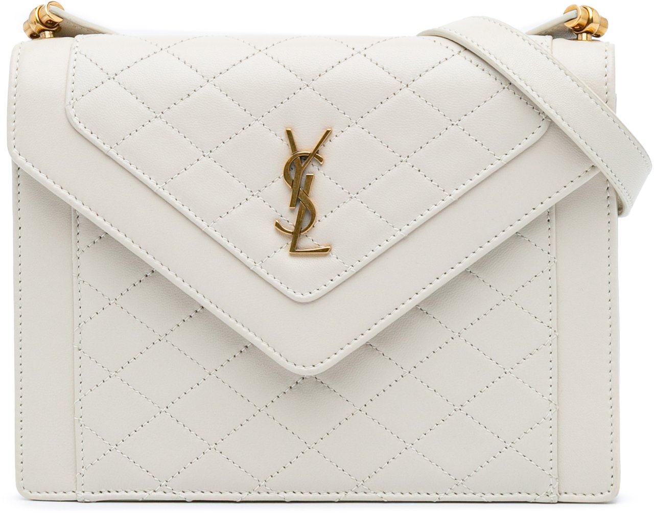 Saint Laurent Mini Quilted Lambskin Monogram Gaby Crossbody Wit