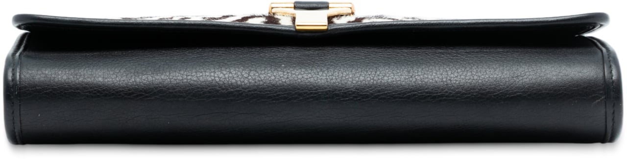 Saint Laurent Pony Hair Leopard Print Chyc Ligne Clutch Wit
