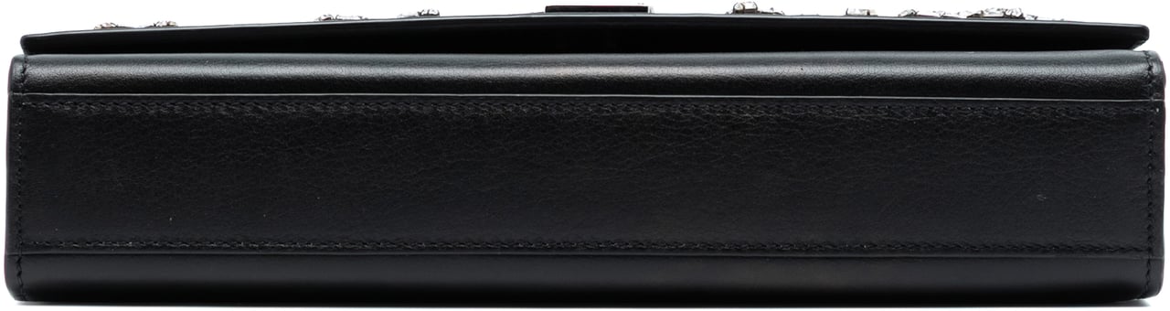 Saint Laurent Medium Smooth Calfskin Crystal Star Monogram Kate Crossbody Zwart