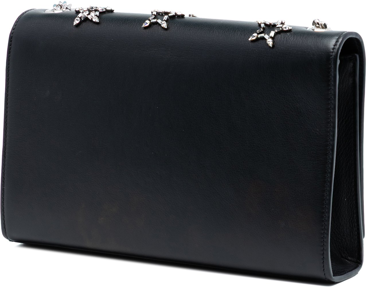 Saint Laurent Medium Smooth Calfskin Crystal Star Monogram Kate Crossbody Zwart