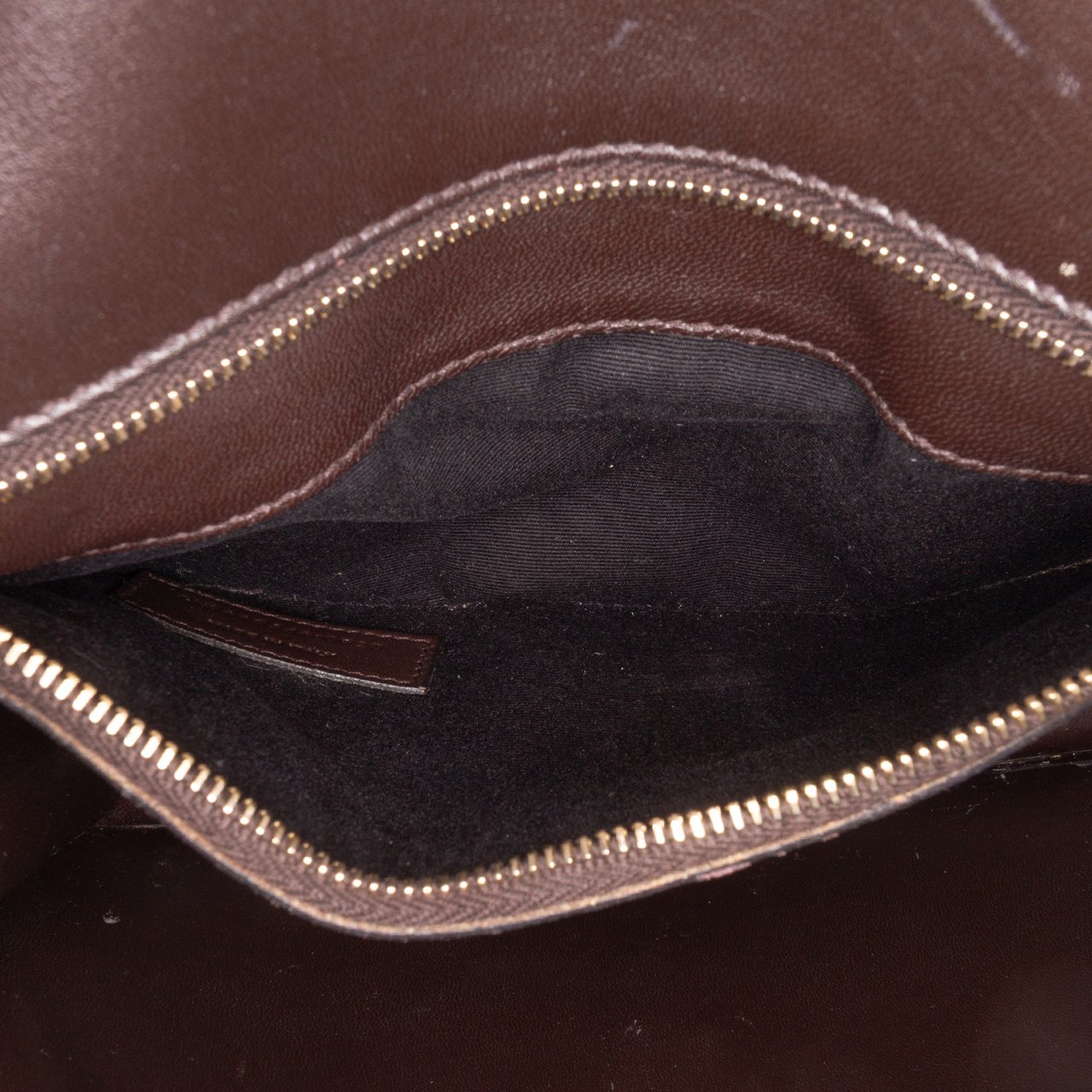 Saint Laurent Croc Embossed Leather Tuc Chain Shoulder Bag Bruin
