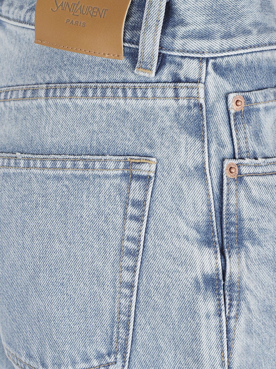 Saint Laurent High-Waisted Straight Leg Jeans with Classic Pocket Design Wit