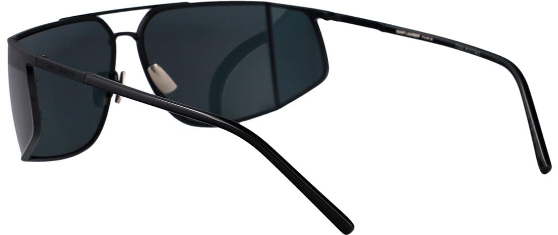 Saint Laurent Angular Metal Frame Sunglasses with Dark Lenses Grijs