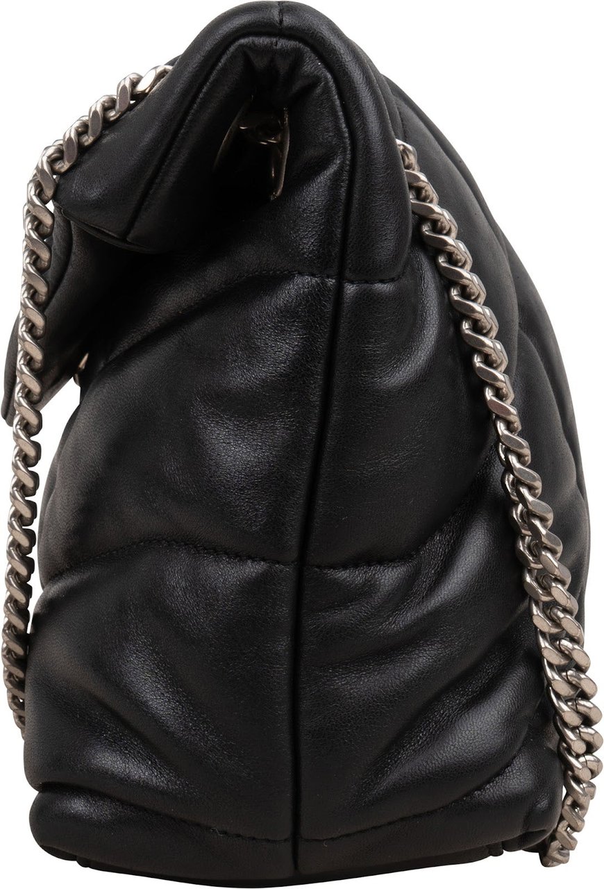 Saint Laurent Quilted Leather Loulou Puffer Crossbody Bag Zwart