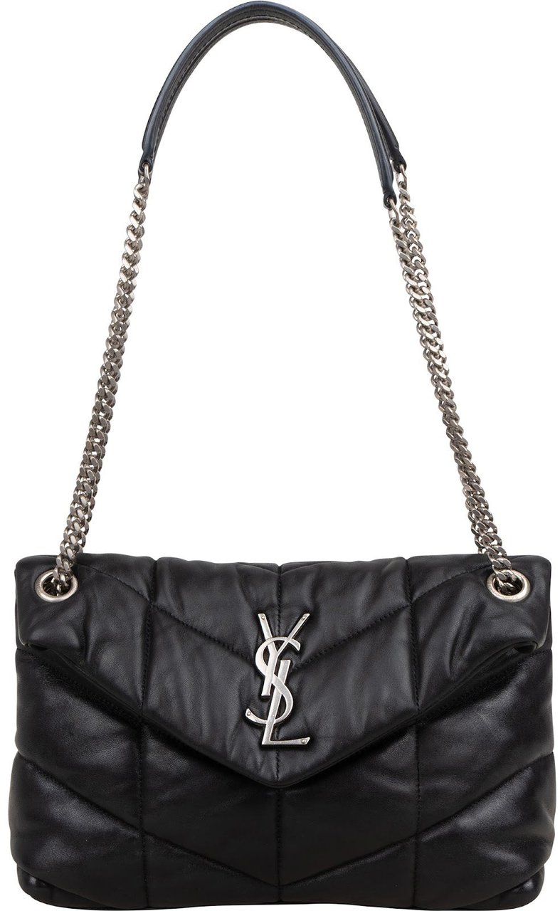 Saint Laurent Quilted Leather Loulou Puffer Crossbody Bag Zwart