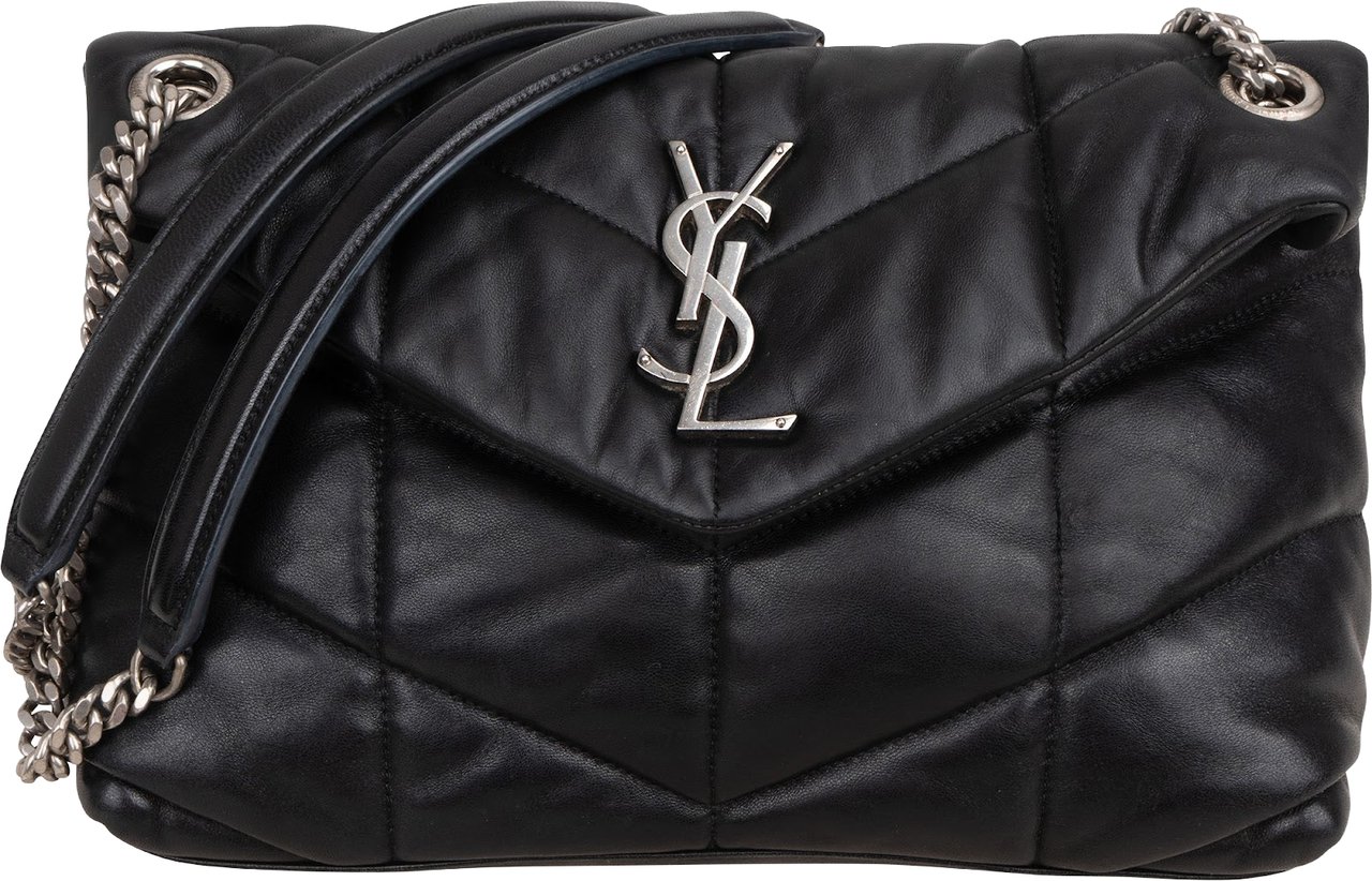 Saint Laurent Quilted Leather Loulou Puffer Crossbody Bag Zwart