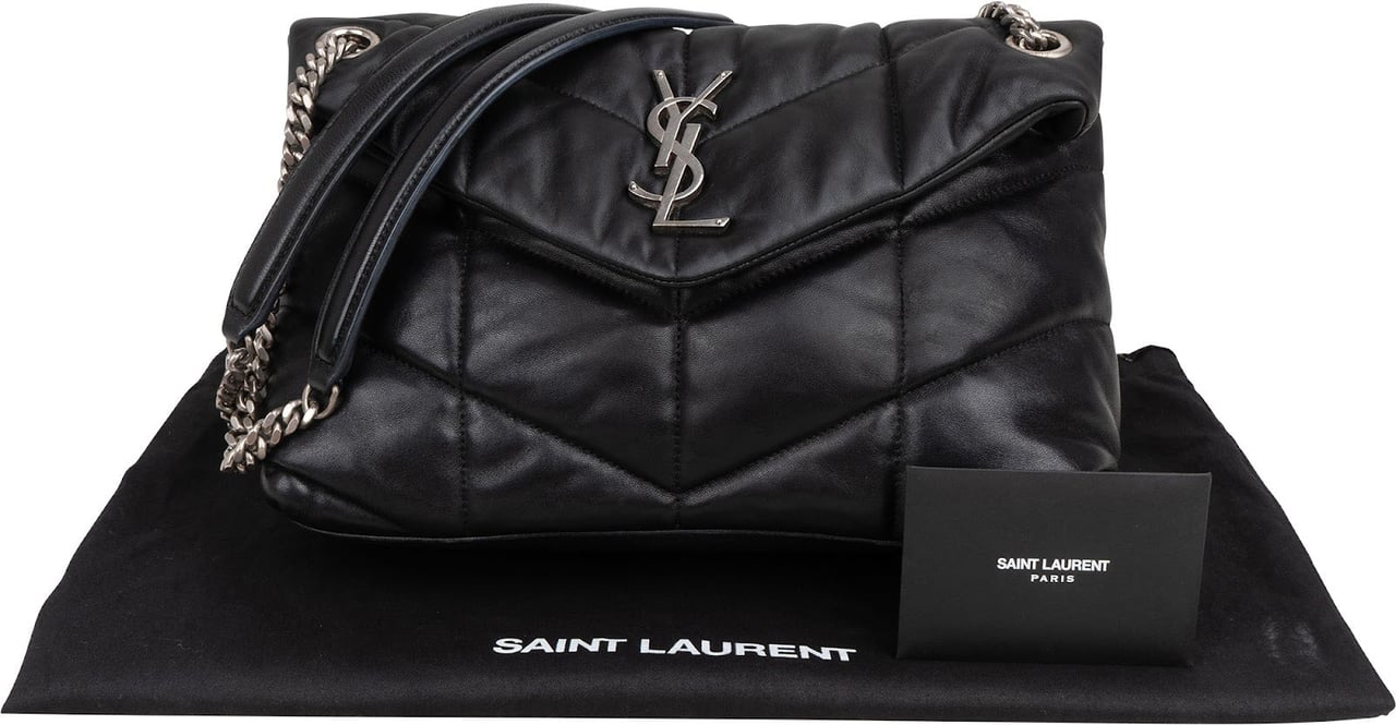 Saint Laurent Quilted Leather Loulou Puffer Crossbody Bag Zwart