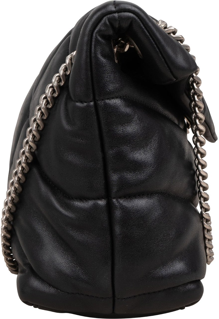 Saint Laurent Quilted Leather Loulou Puffer Crossbody Bag Zwart