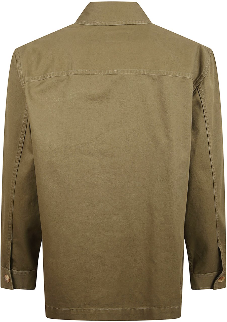 Saint Laurent Brown Cotton-Linen Blend Overshirt With Cassandre Embroidery Bruin