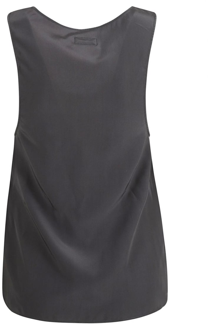 Saint Laurent Black Silk Top With Scoop Neckline Grijs