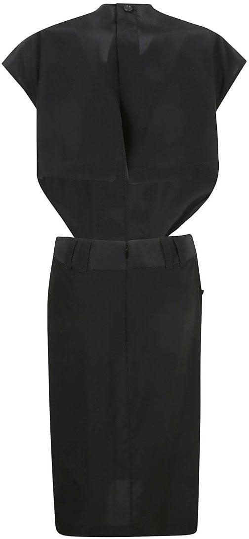 Saint Laurent Structured Black Dress With High Neckline Zwart