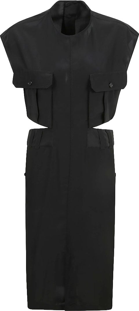 Saint Laurent Structured Black Dress With High Neckline Zwart