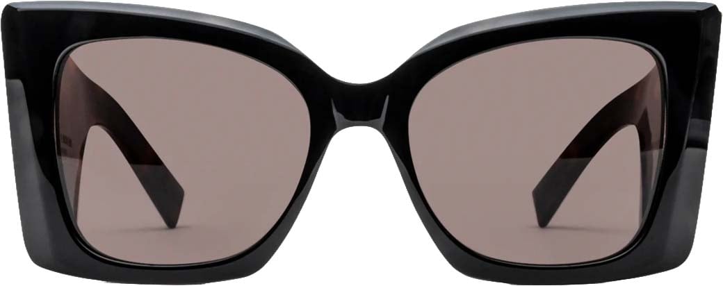 Saint Laurent Oversized Black Acetate Sunglasses with Tortoiseshell Arms Neutraal