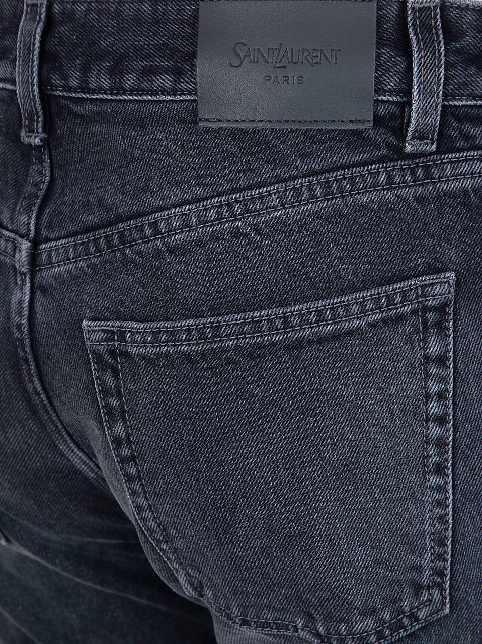 Saint Laurent High-Waisted Relaxed Straight Leg Jeans with Embossed Branding Zwart
