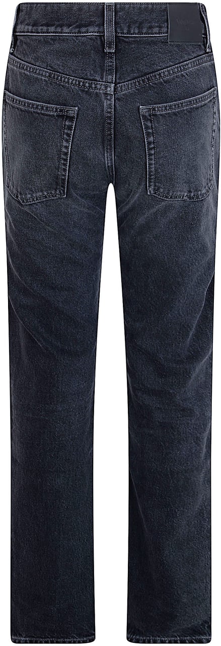 Saint Laurent High-Waisted Relaxed Straight Leg Jeans with Embossed Branding Zwart