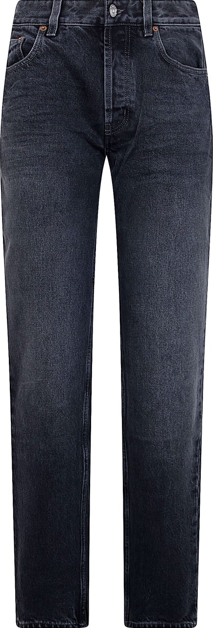 Saint Laurent High-Waisted Relaxed Straight Leg Jeans with Embossed Branding Zwart