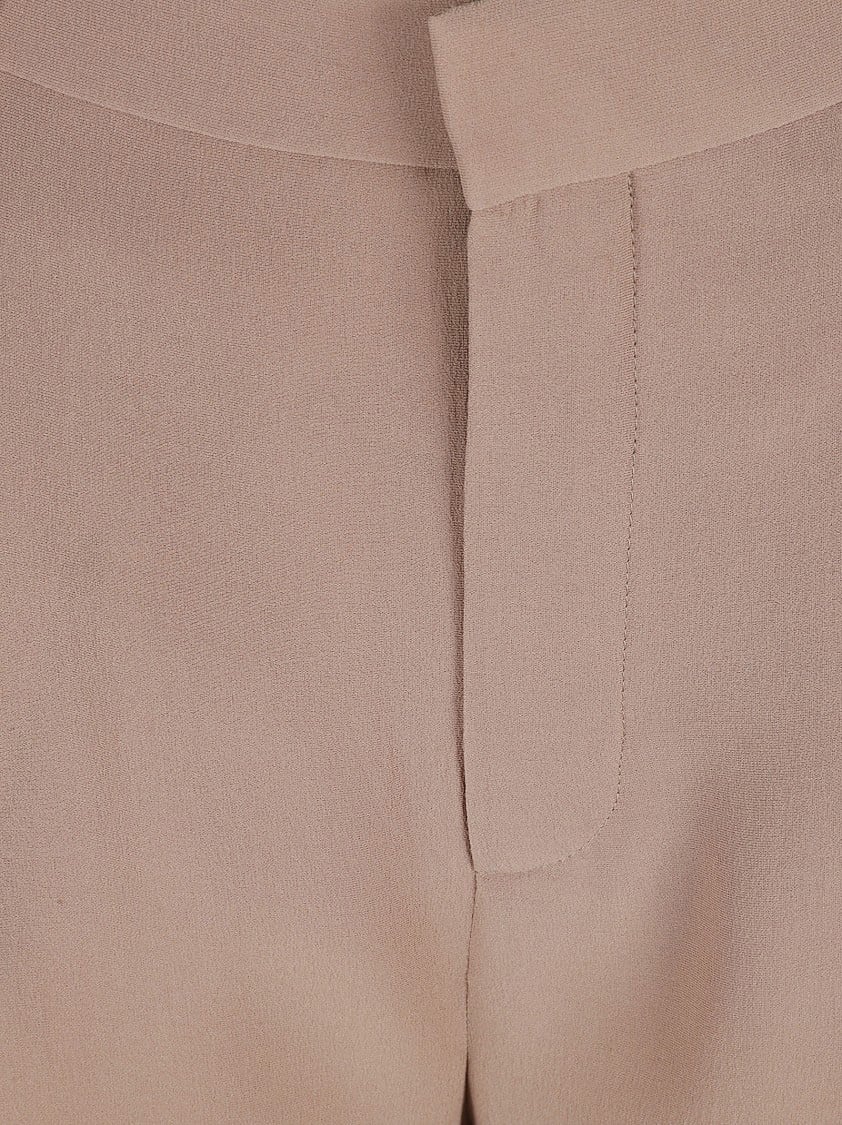 Saint Laurent Tailored Silk Trousers With Subtle Pleats Bruin