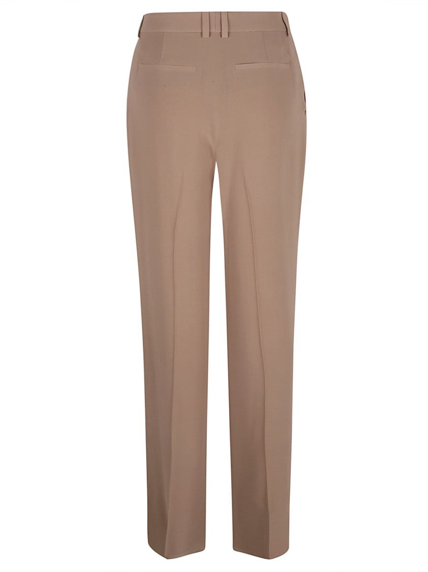Saint Laurent Tailored Silk Trousers With Subtle Pleats Bruin