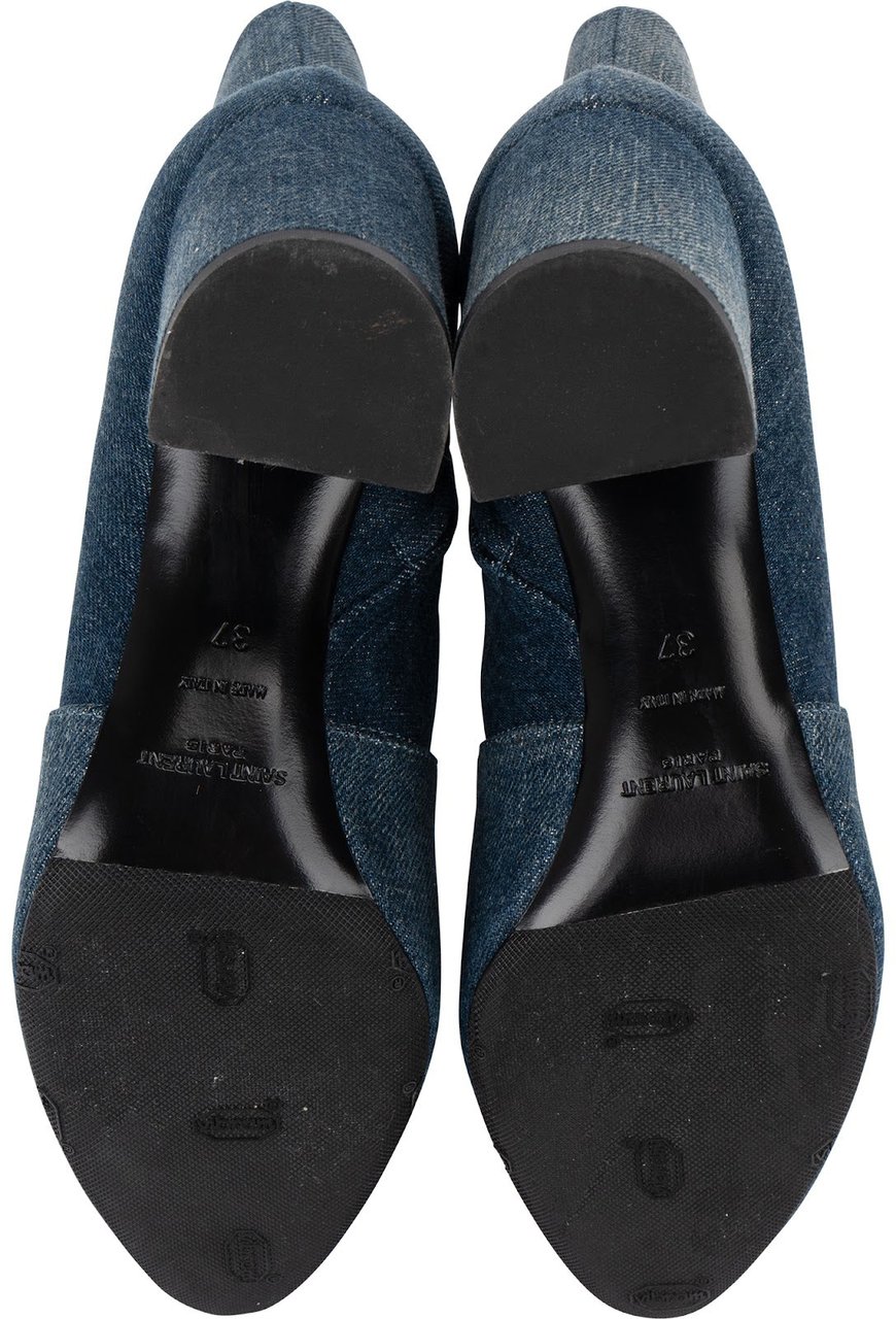 Saint Laurent Saint Laurent Blue Denim Ankle Boots (37) Blauw