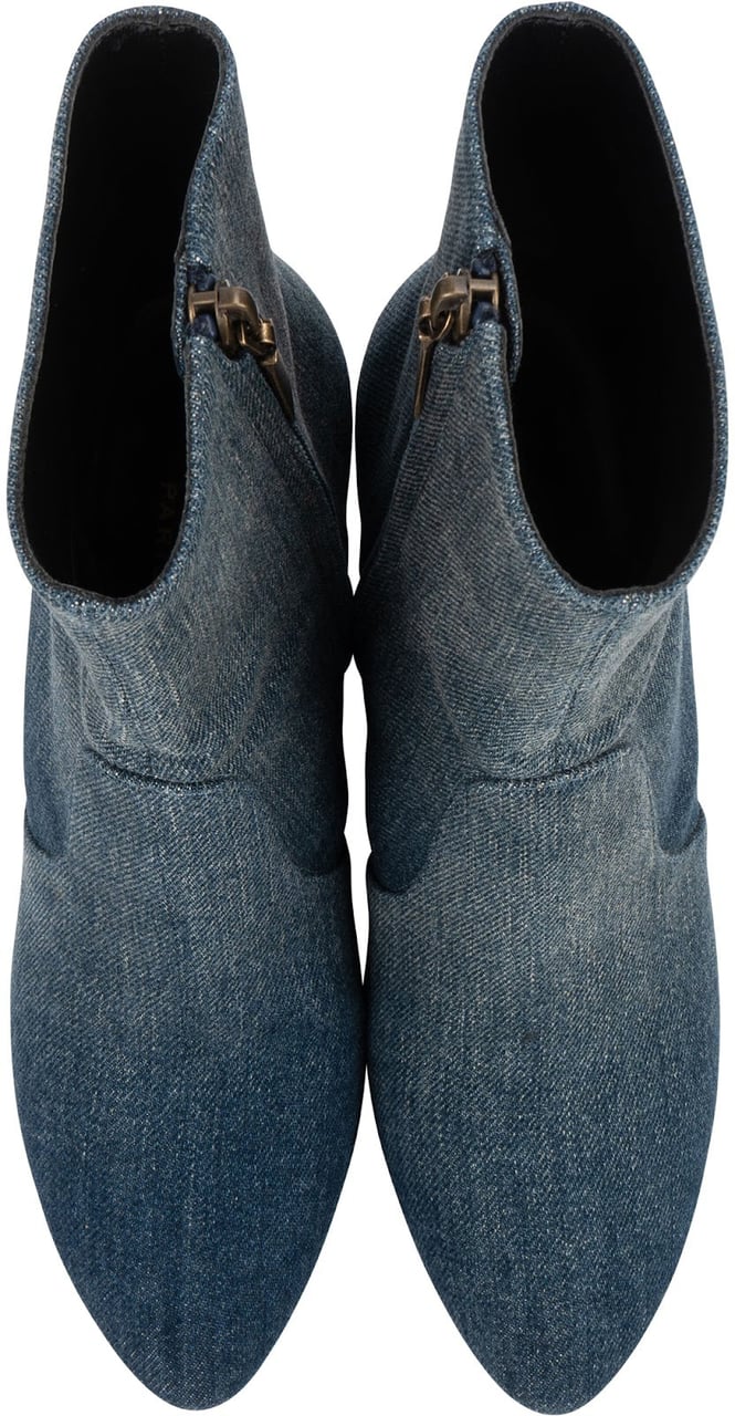 Saint Laurent Saint Laurent Blue Denim Ankle Boots (37) Blauw