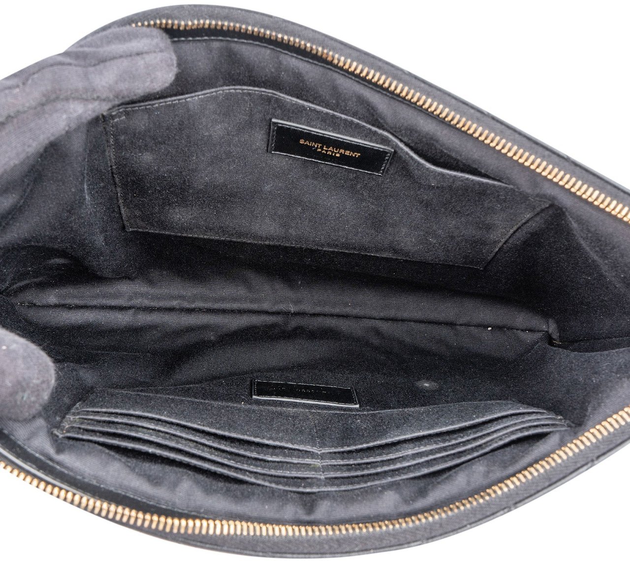 Saint Laurent Saint Laurent Quilted Leather Large Monogram Clutch Zwart