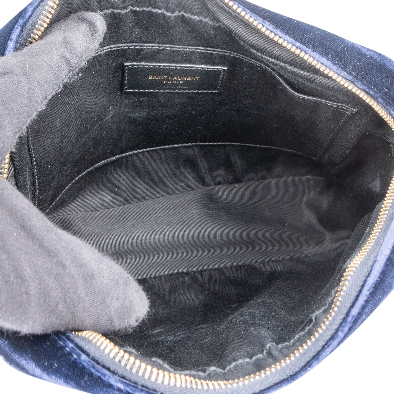 Saint Laurent Saint Laurent Blue Satin Lou Crossbody Bag Blauw