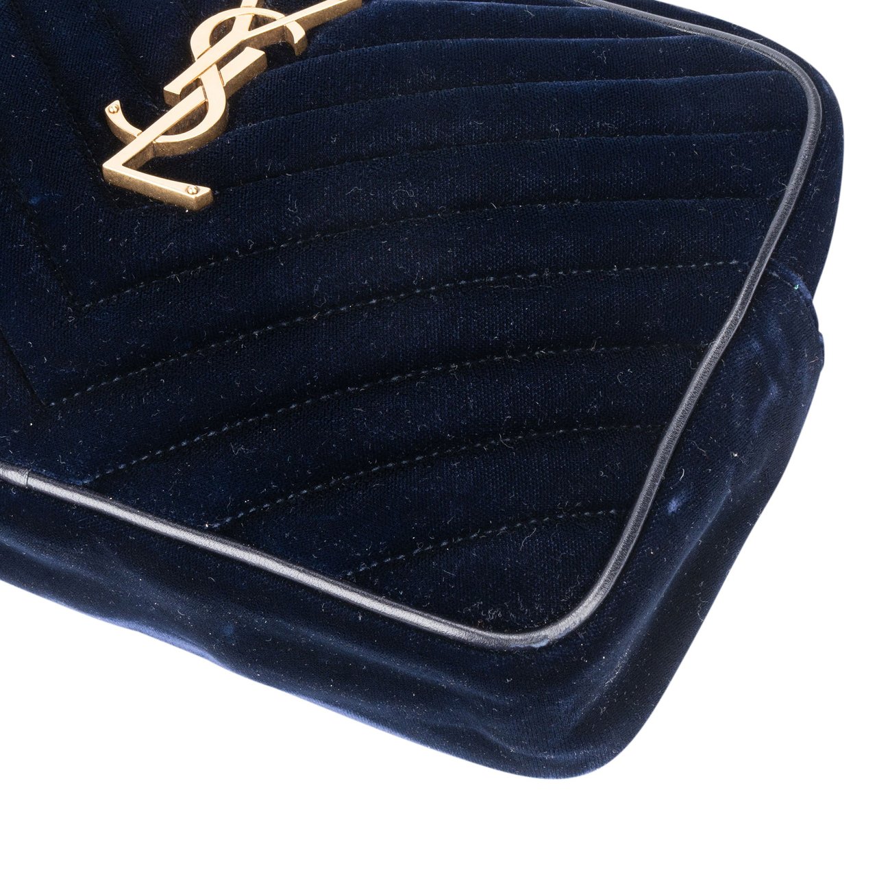 Saint Laurent Saint Laurent Blue Satin Lou Crossbody Bag Blauw
