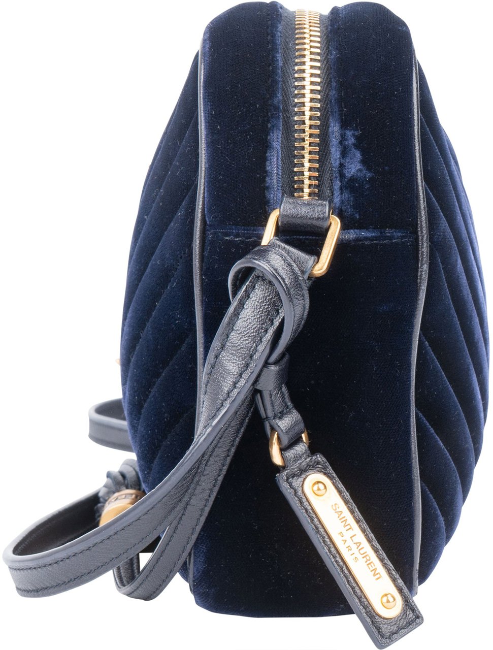 Saint Laurent Saint Laurent Blue Satin Lou Crossbody Bag Blauw