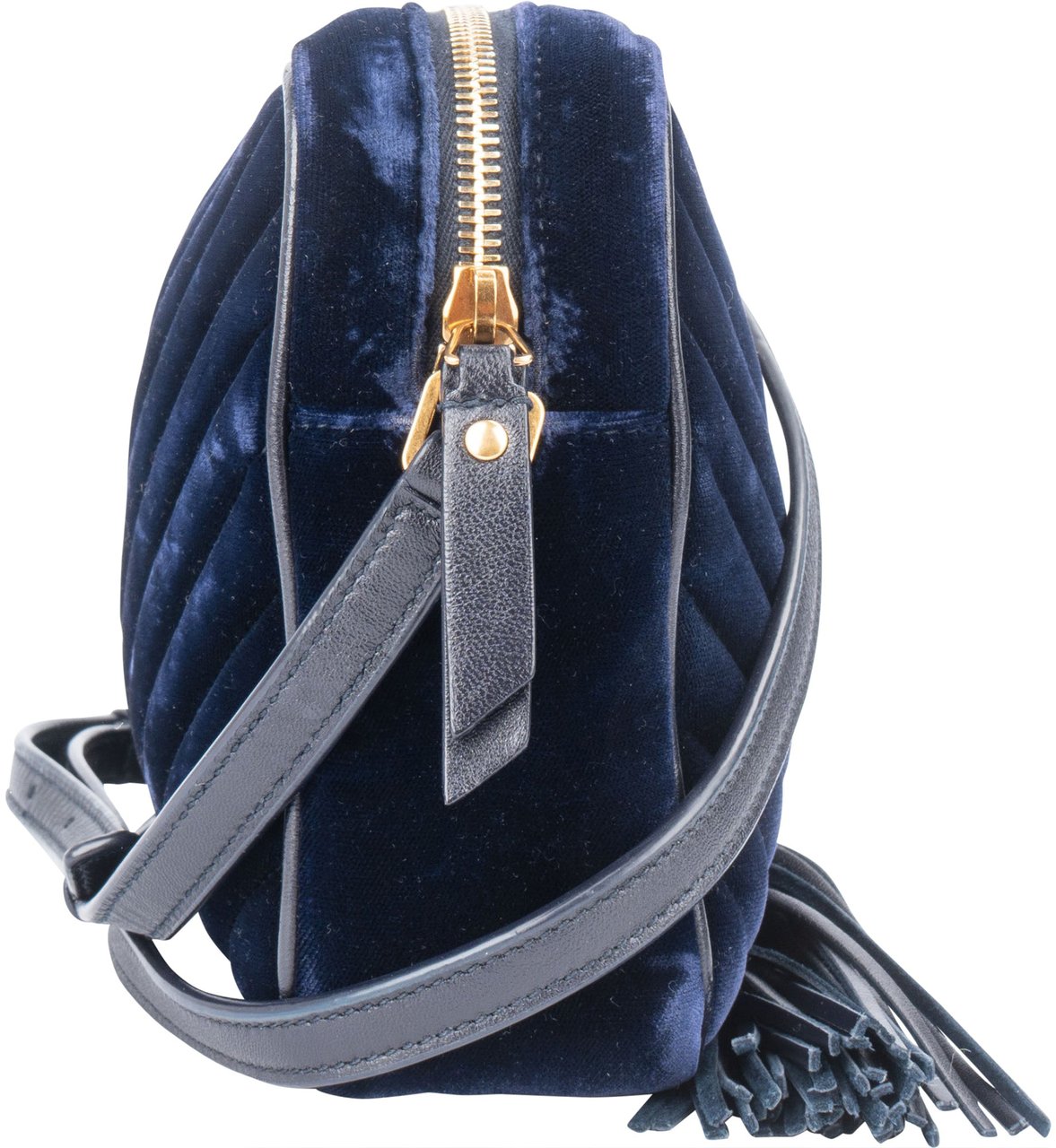 Saint Laurent Saint Laurent Blue Satin Lou Crossbody Bag Blauw