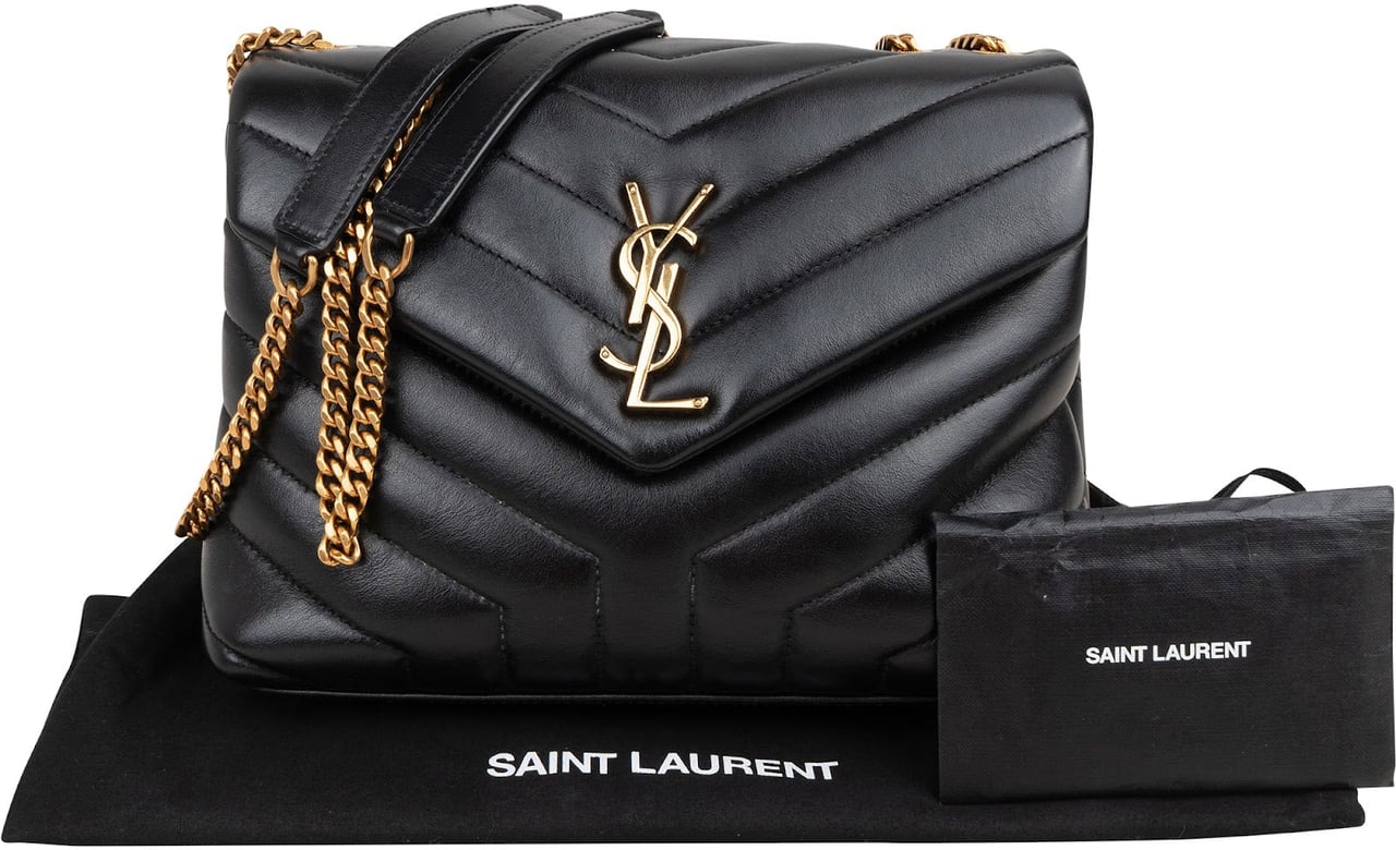 Saint Laurent Quilted Leather Small Loulou Crossbody Bag Zwart