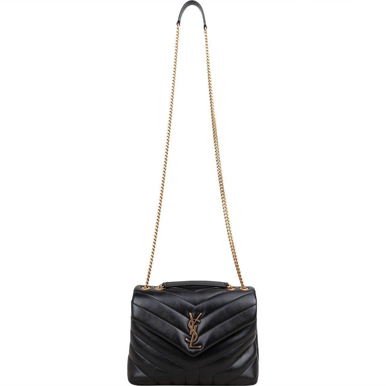Saint Laurent Quilted Leather Small Loulou Crossbody Bag Zwart
