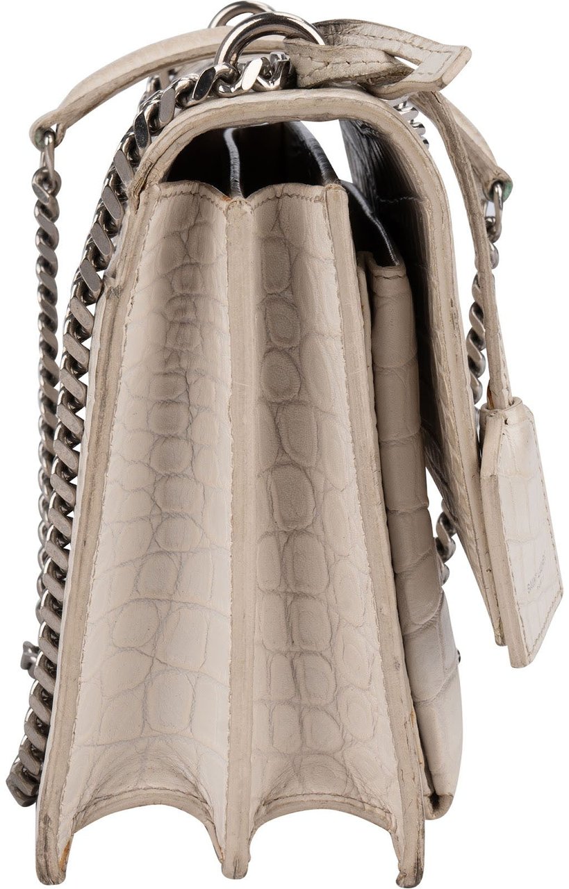 Saint Laurent Croc-Embossed Leather Sunset Crossbody Bag Divers