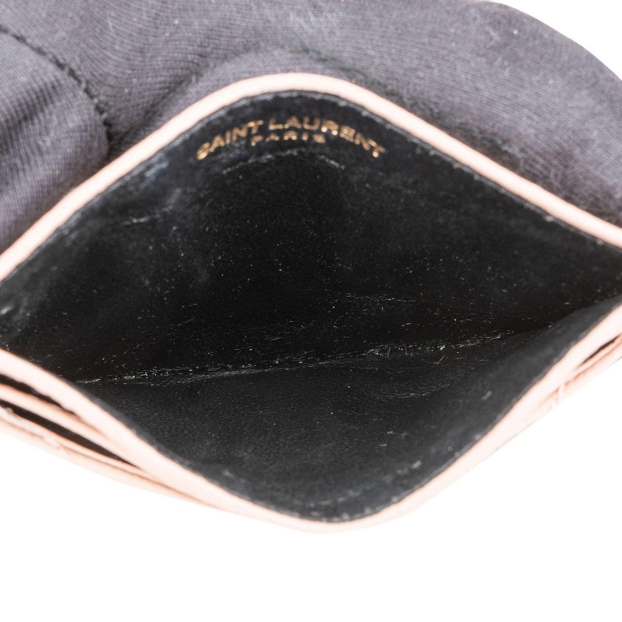 Saint Laurent Grain de Poudre Leather Chevron Card Holder Rood