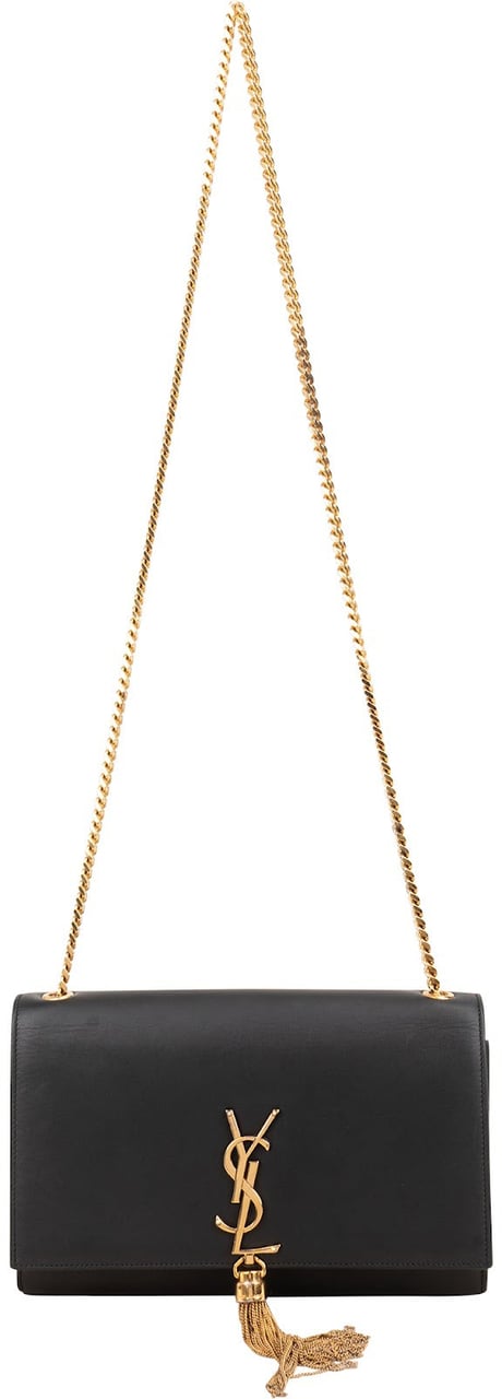 Saint Laurent Smooth Leather Kate Tassel Chain Shoulder Bag Zwart
