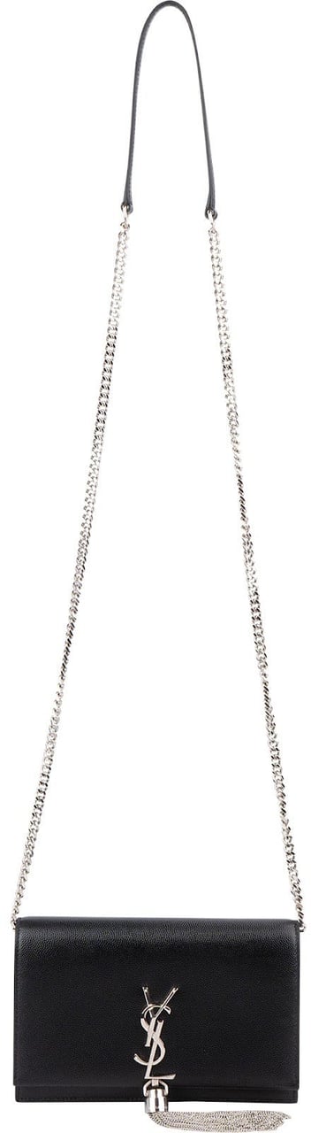 Saint Laurent Grain de Poudre Kate Tassel Wallet On Chain Crossbody Bag Zwart
