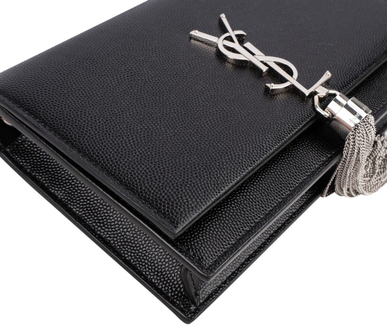 Saint Laurent Grain de Poudre Kate Tassel Wallet On Chain Crossbody Bag Zwart