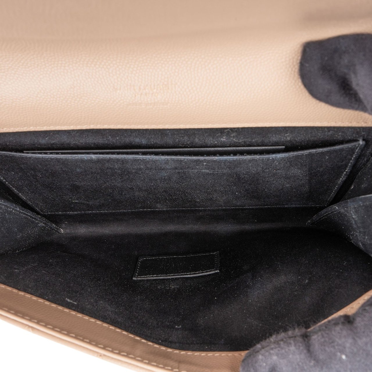 Saint Laurent Chevron Grain de Poudre Matelassé Pouch Bag Beige