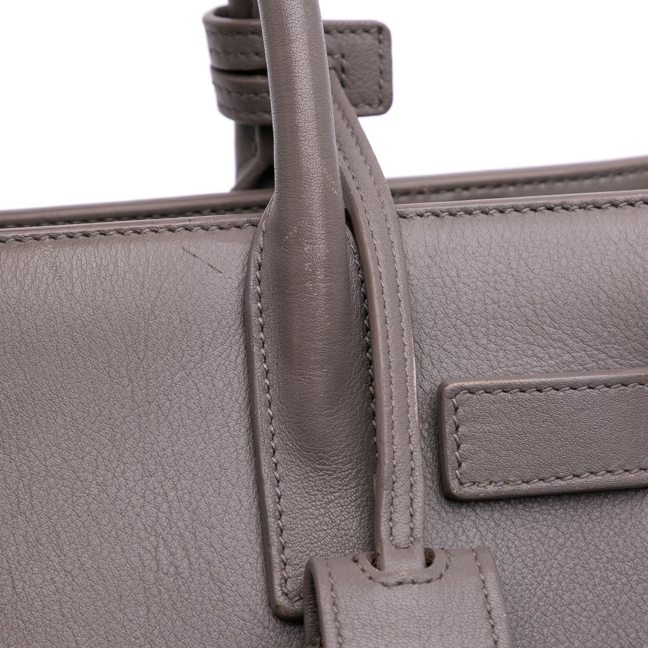 Saint Laurent Nano Leather Sac De Jour Grijs