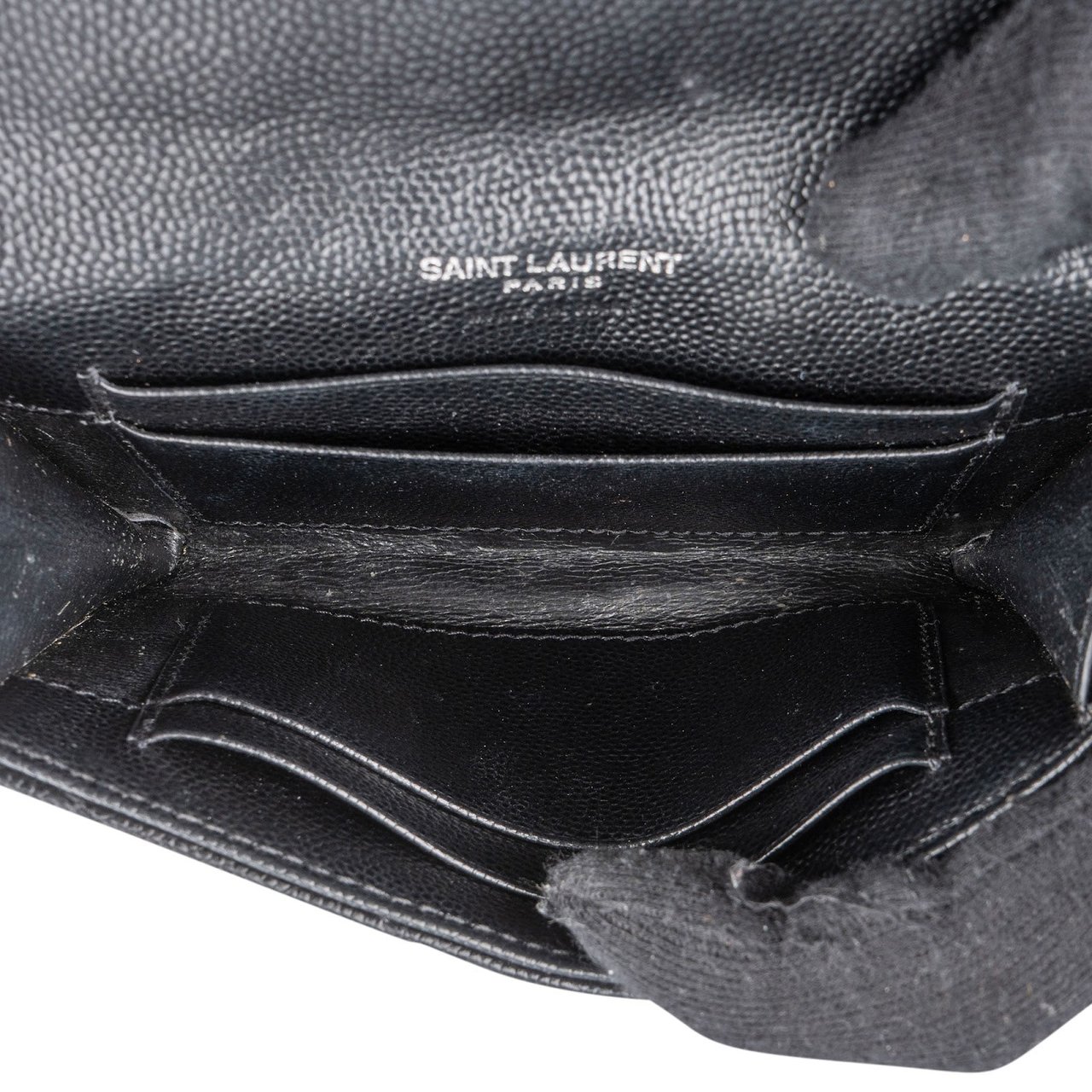 Saint Laurent Grain de Poudre Matelassé Small Envelope Wallet Zwart
