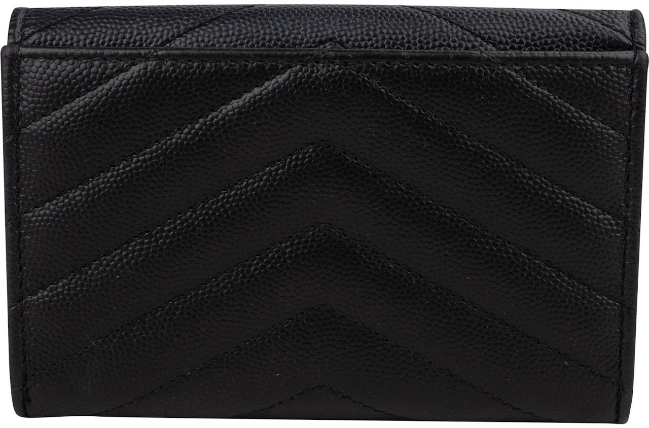 Saint Laurent Grain de Poudre Matelassé Small Envelope Wallet Zwart