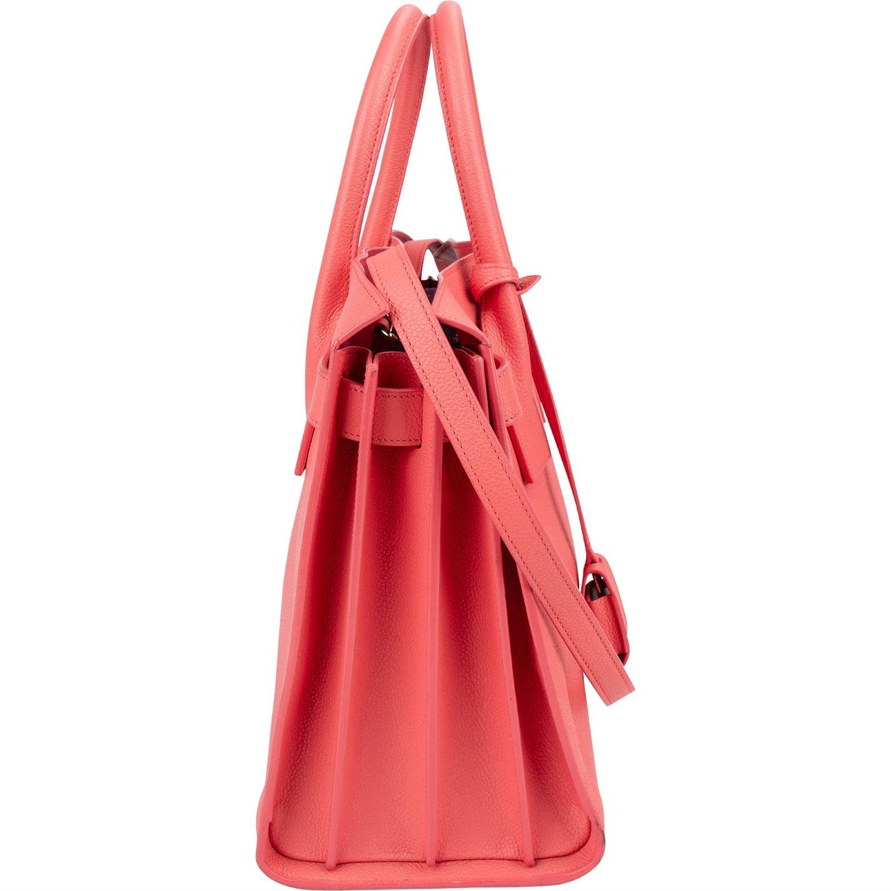 Saint Laurent Grained Leather Sac de Jour Handbag Rood
