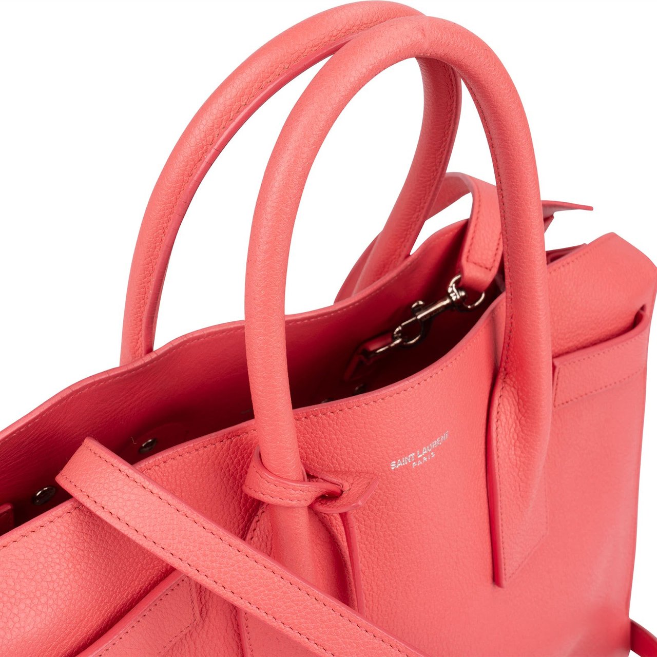 Saint Laurent Grained Leather Sac de Jour Handbag Rood