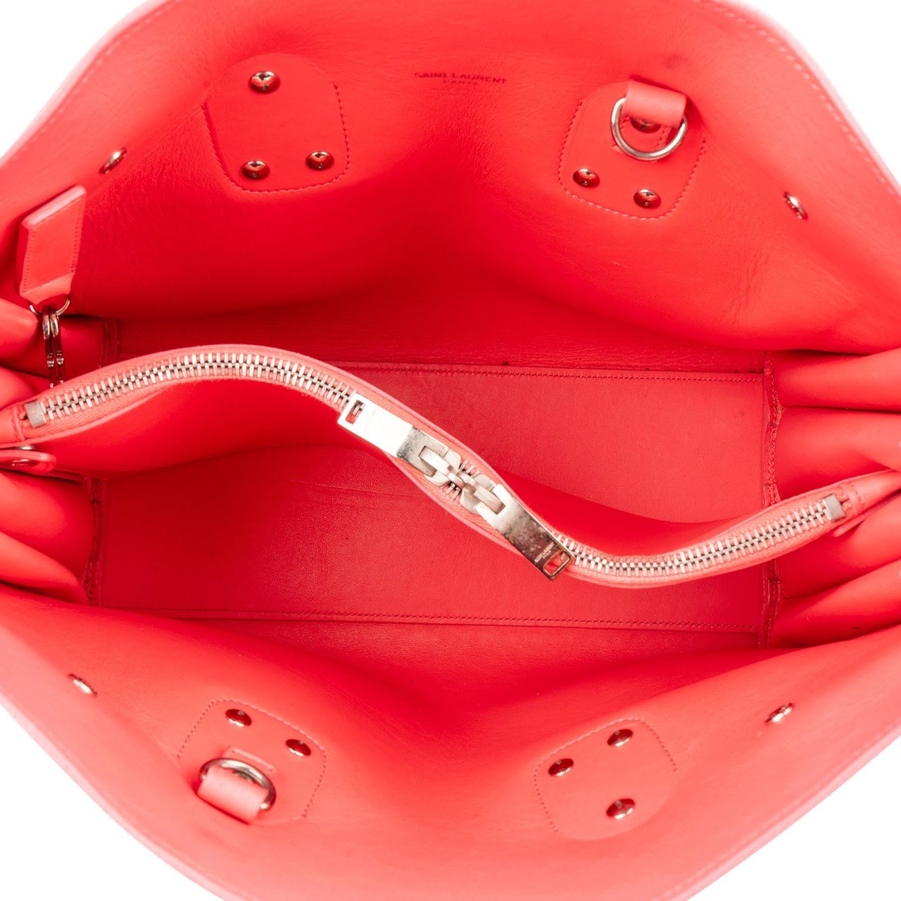 Saint Laurent Grained Leather Sac de Jour Handbag Rood
