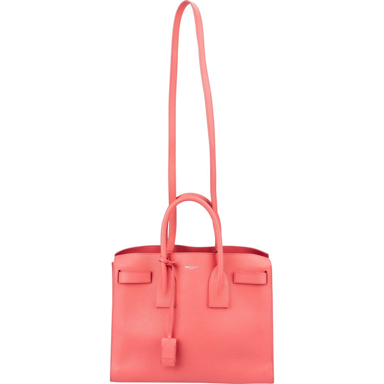 Saint Laurent Grained Leather Sac de Jour Handbag Rood