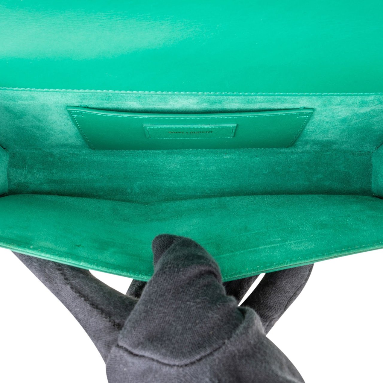 Saint Laurent Green Leather Clutch Groen